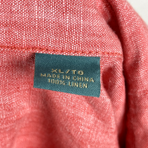 Tommy Bahama Linen Shirt Mens XL Pink Red Relaxed Button Up Hawaiian Tropical - Picture 11 of 13